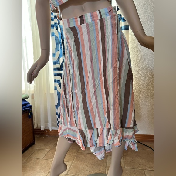 Torrid Womens High Low Two Piece Midi Challis Dress Striped Off Shoulder Size 2X - Picture 7 of 10